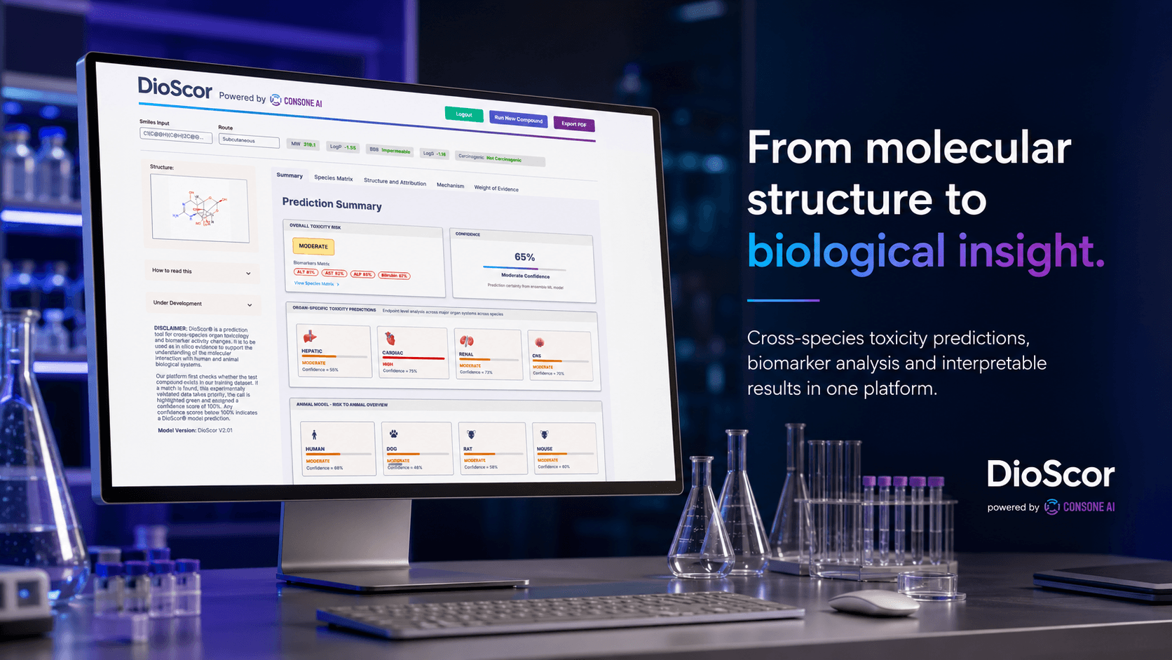 DioScor toxicology platform presented in a laboratory environment