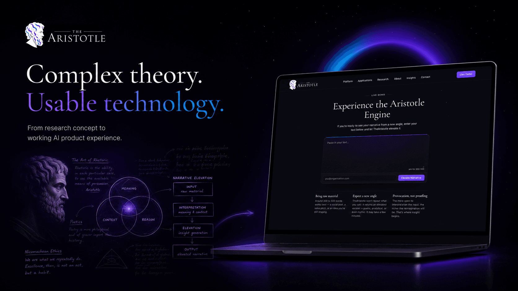 The Aristotle Engine translating complex theory into a usable technology experience