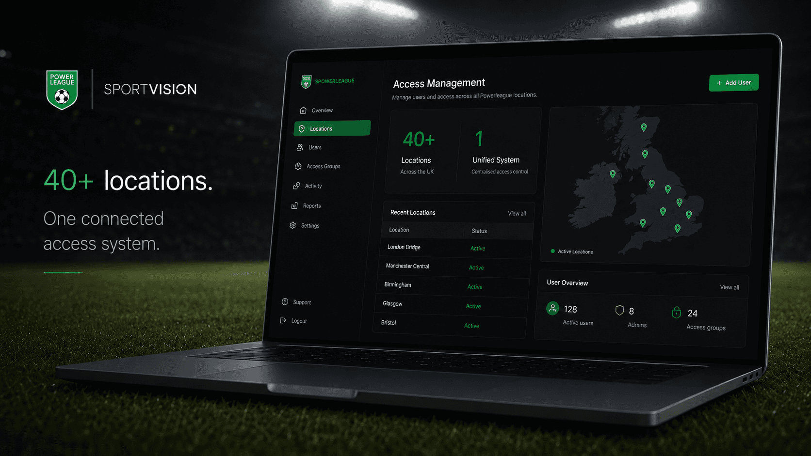 Connected access management across more than 40 Powerleague locations
